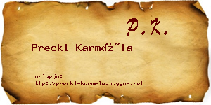 Preckl Karméla névjegykártya